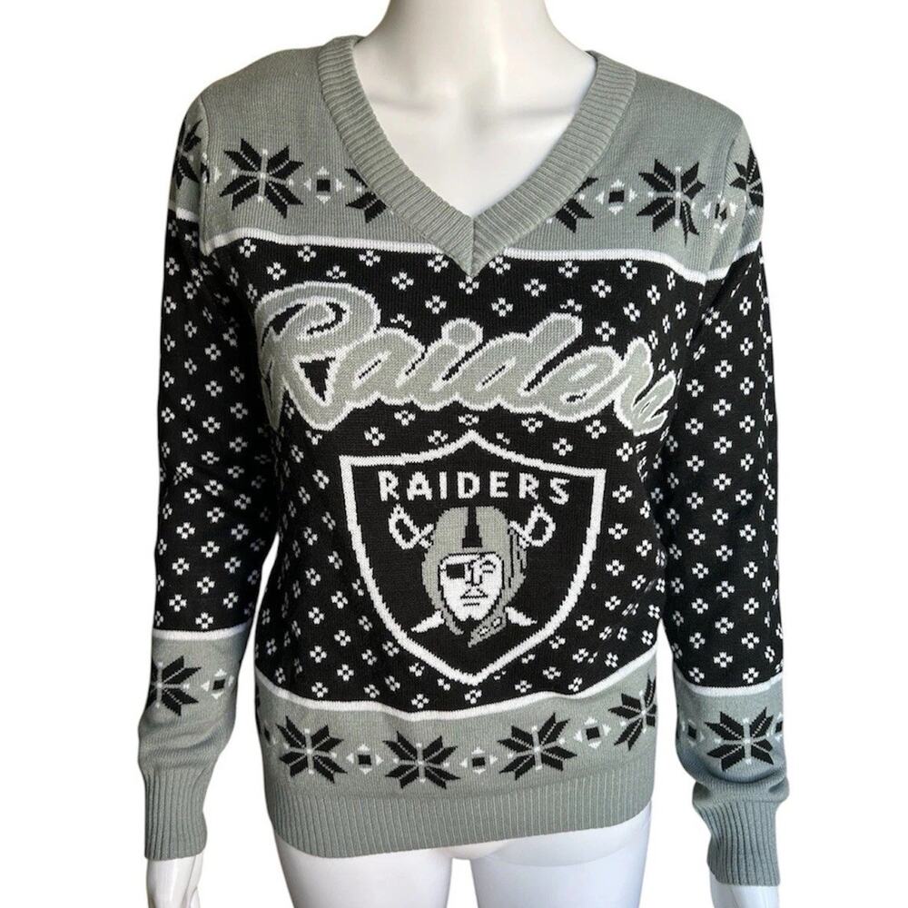 Las Vegas Raiders Fair Isle Holiday Sweater Womens Small NFL Team Apparel